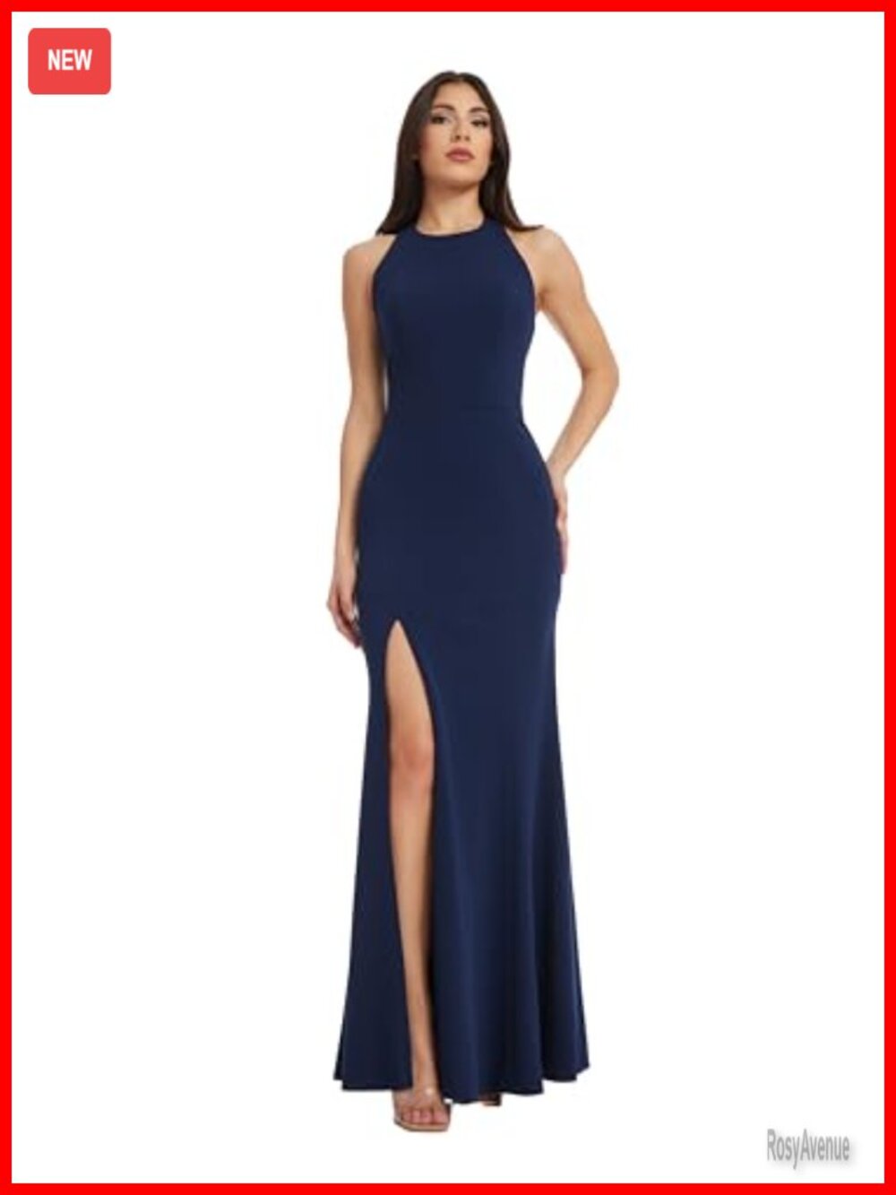 Mermaid Floor Length Sequin Halter Prom Dress High Slit Sleeveless